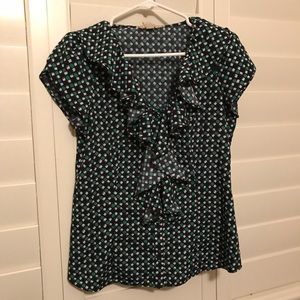 Banana Republic Patterned Ruffle Blouse